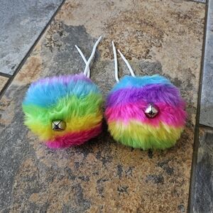 Vibrant Multicolor Pom Pom Hair Ties